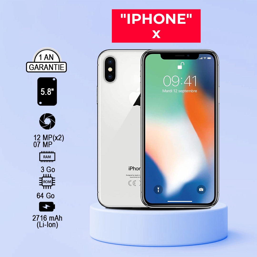 Apple iPhone X - 64GB ROM - 3GB RAM - 12+12MP -