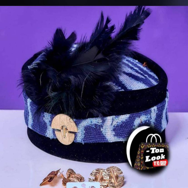 Chapeau Ndop avec fleur noire
