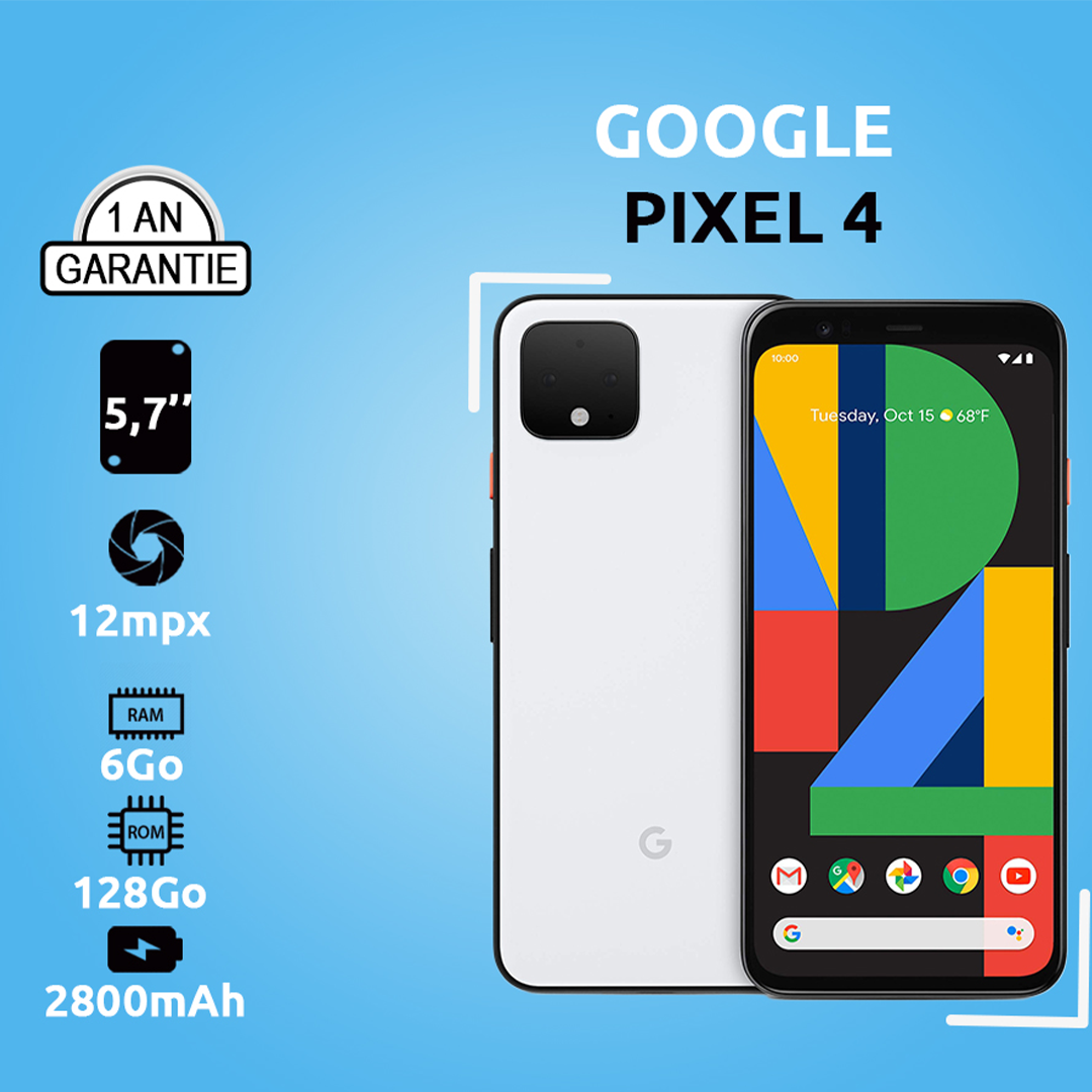 google pixel 4 - 5.7" - 128 Go ROM - 6Go RAM - 12MP+16MP/8MP - 2800mAh - Garantie 12 Mois