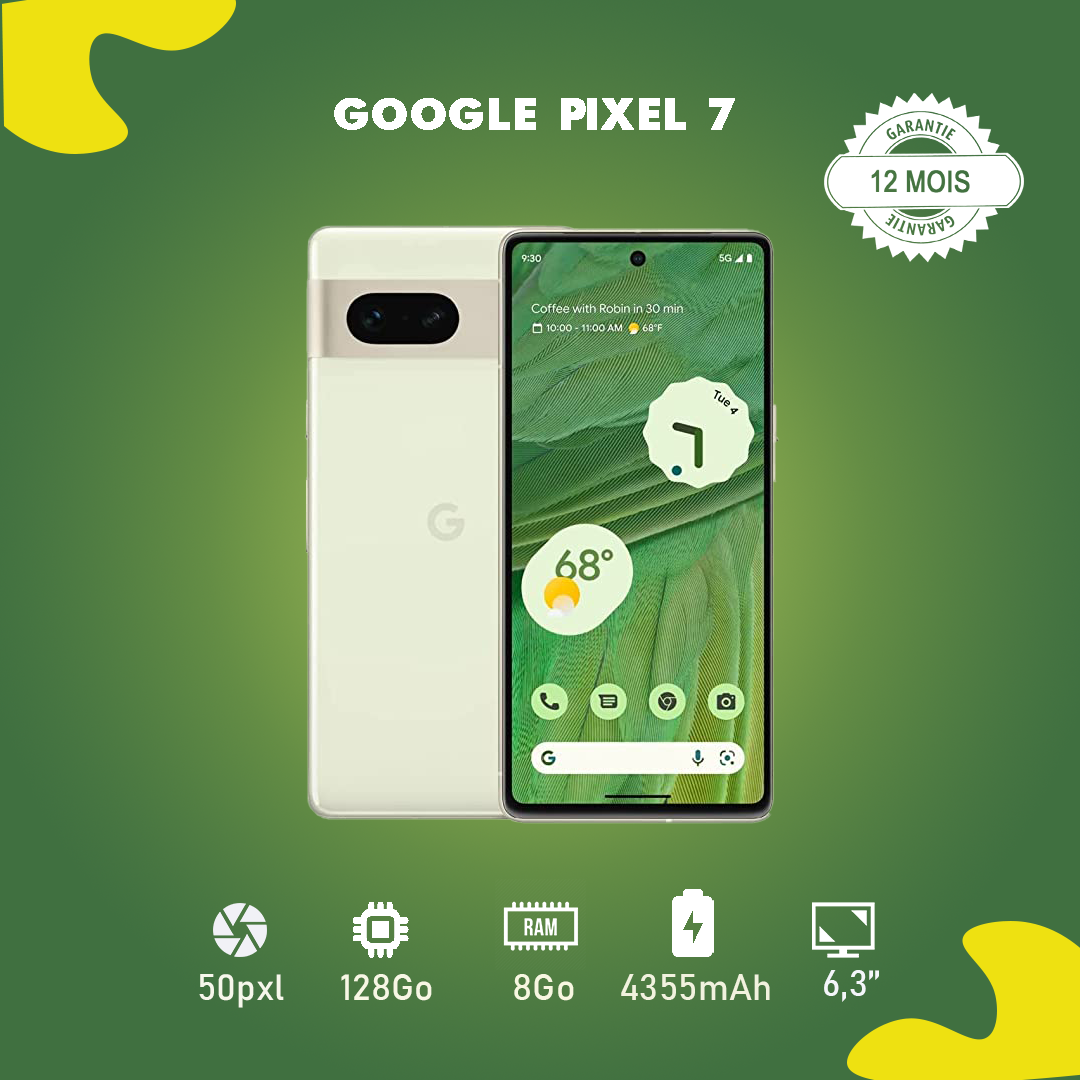 GOOGLE PIXEL 7 - 6.7" - 128 Go ROM - 8 Go RAM - 12MP+50MP/10,8MP - 4355 MAh - Garantie 12 Mois