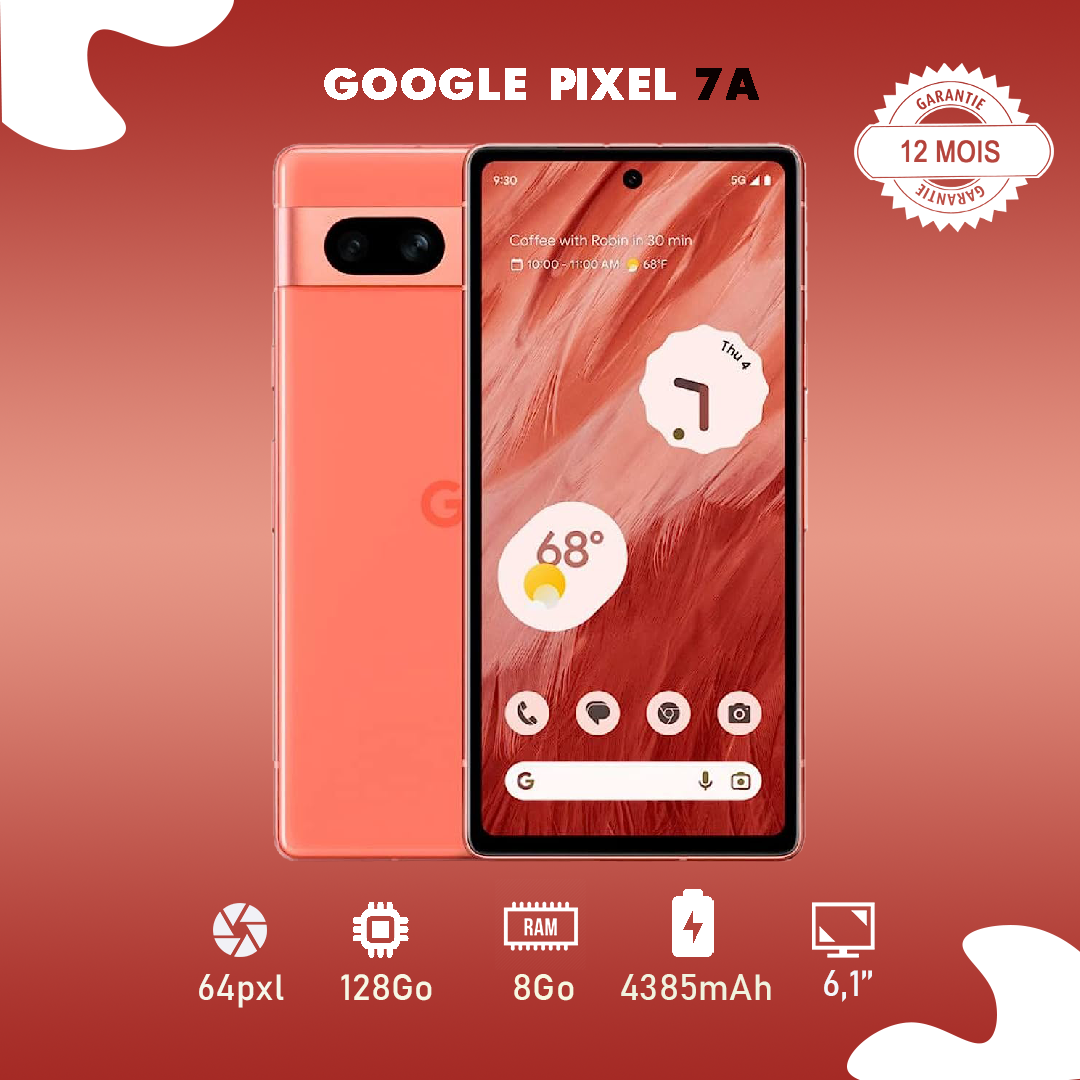 GOOGLE PIXEL 7A - 6.1" - 128 Go ROM - 8 Go RAM - 13MP+64MP/13MP - 4385 MAh - Garantie 12 Mois