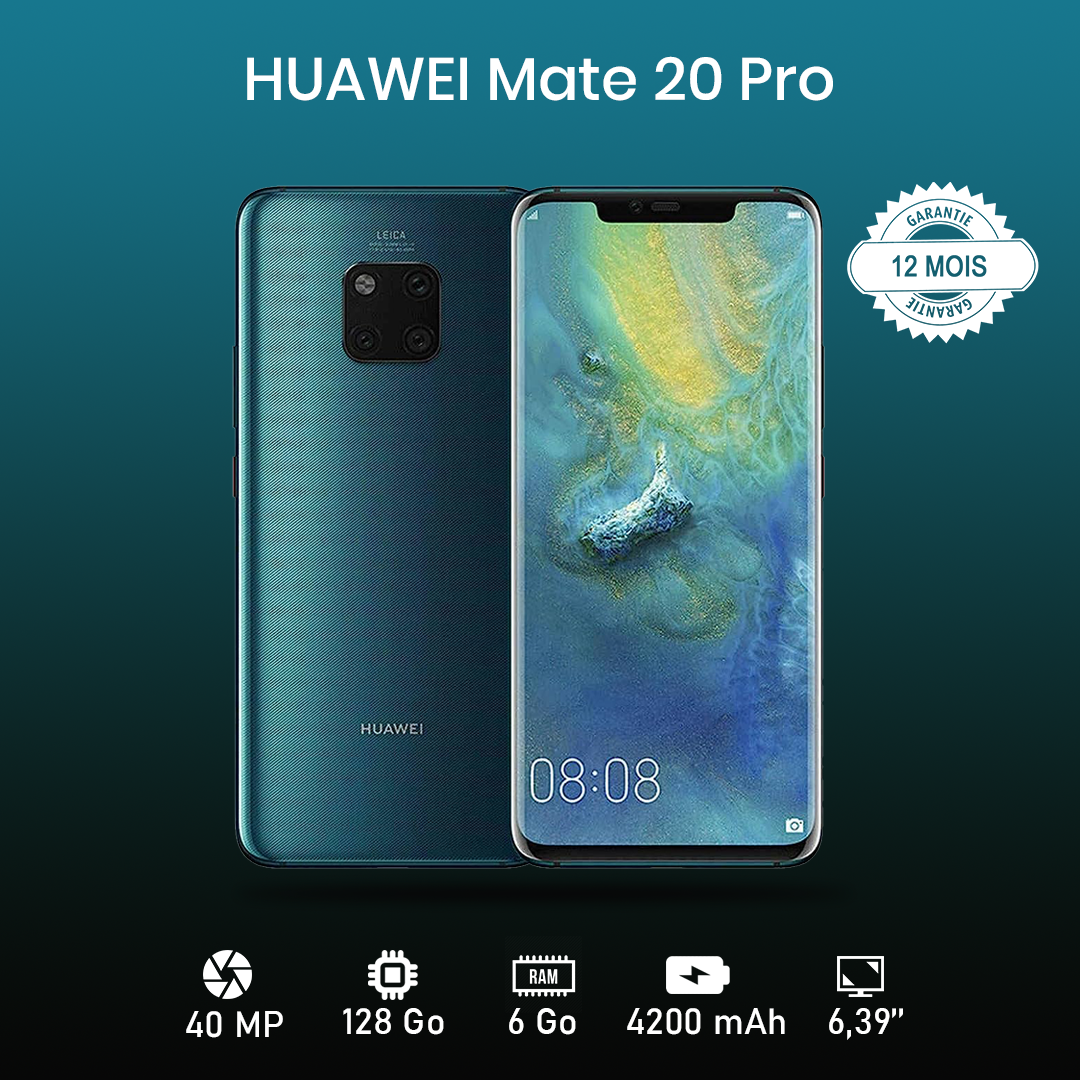 Huawei Mate 20 Pro 6.39" - 128 Go - 6 Go RAM - 40MP+8MP+20MP/24MP - 4200 MAh - Garantie 12 Mois