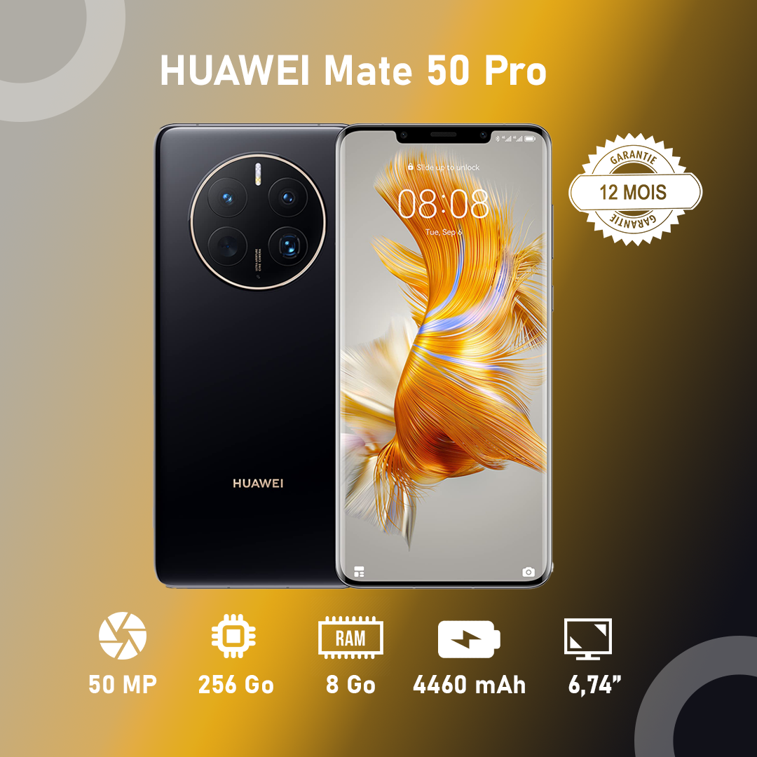 HUAWEI MATE 50 PRO  6.74" - 512 Go - 8 Go RAM - 50MP+13MP+64MP/13MP - 4700 MAh - Garantie 12 Mois