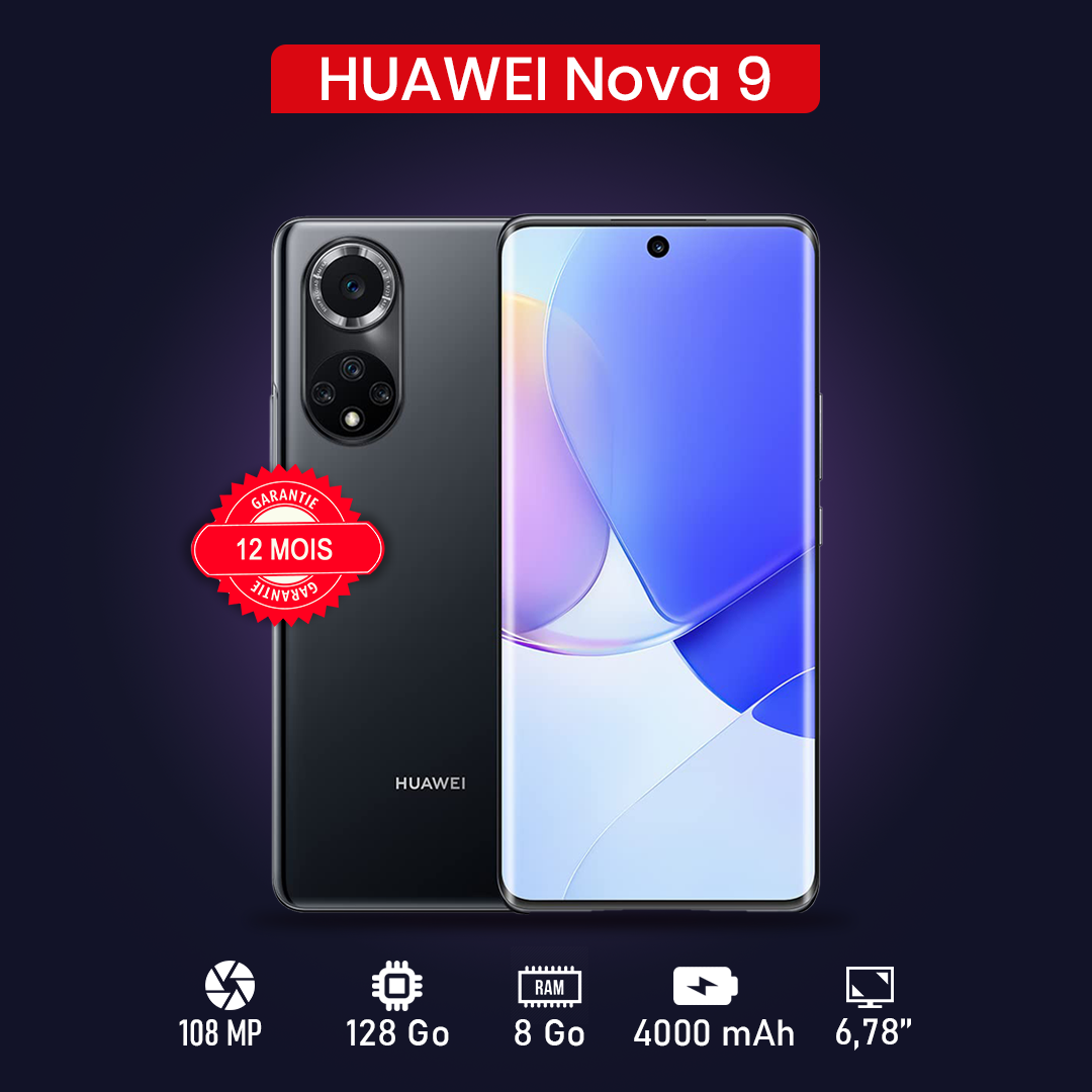 HUAWEI Nova 9  6.53" - 128 Go - 8 Go RAM - 50MP+8MP+2MP+2MP/32MP - 4300 MAh - Garantie 12 Mois