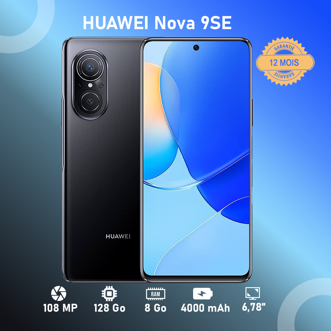 Huawei Nova 9 SE  6.78" - 128 Go - 8 Go RAM - 108MP+8MP+2MP+2MP/16MP - 4000 MAh - Garantie 12 Mois