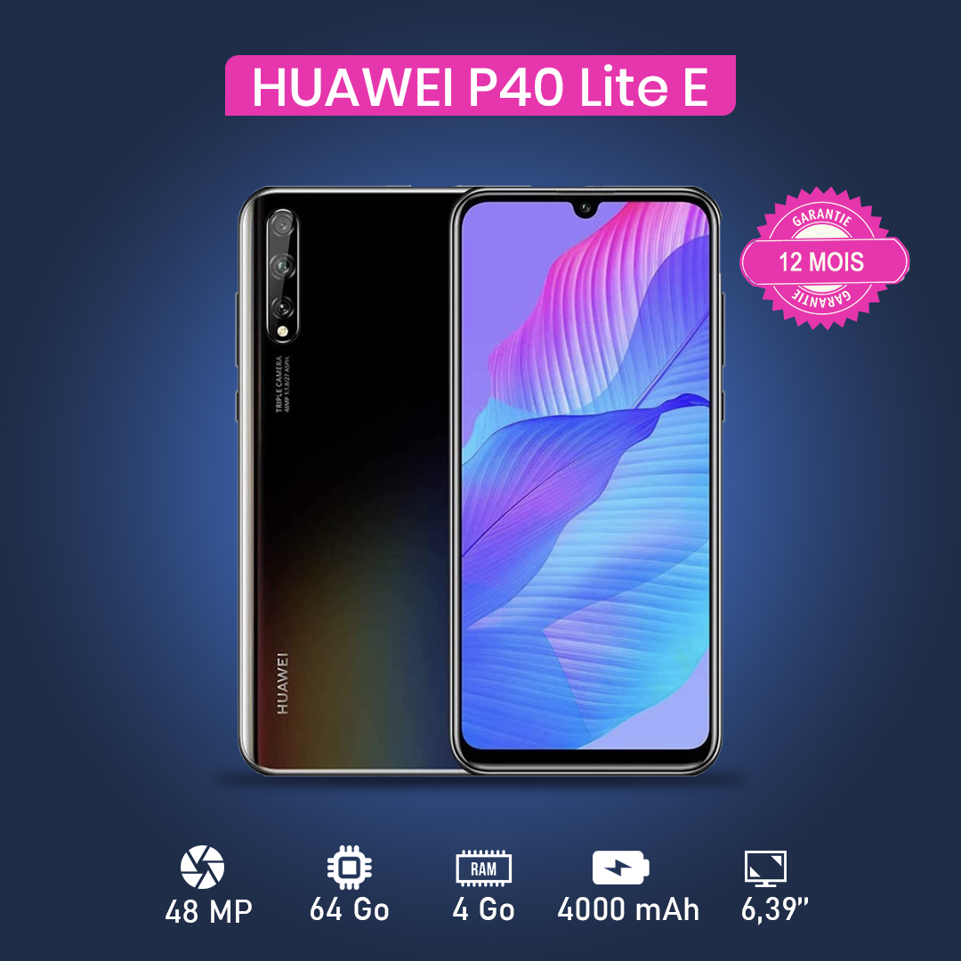 HUAWEI P40 LITE E  6.5" - 64Go - 4 Go RAM - 48MP+8MP+2MP/8MP - 4000 MAh - Garantie 12 Mois