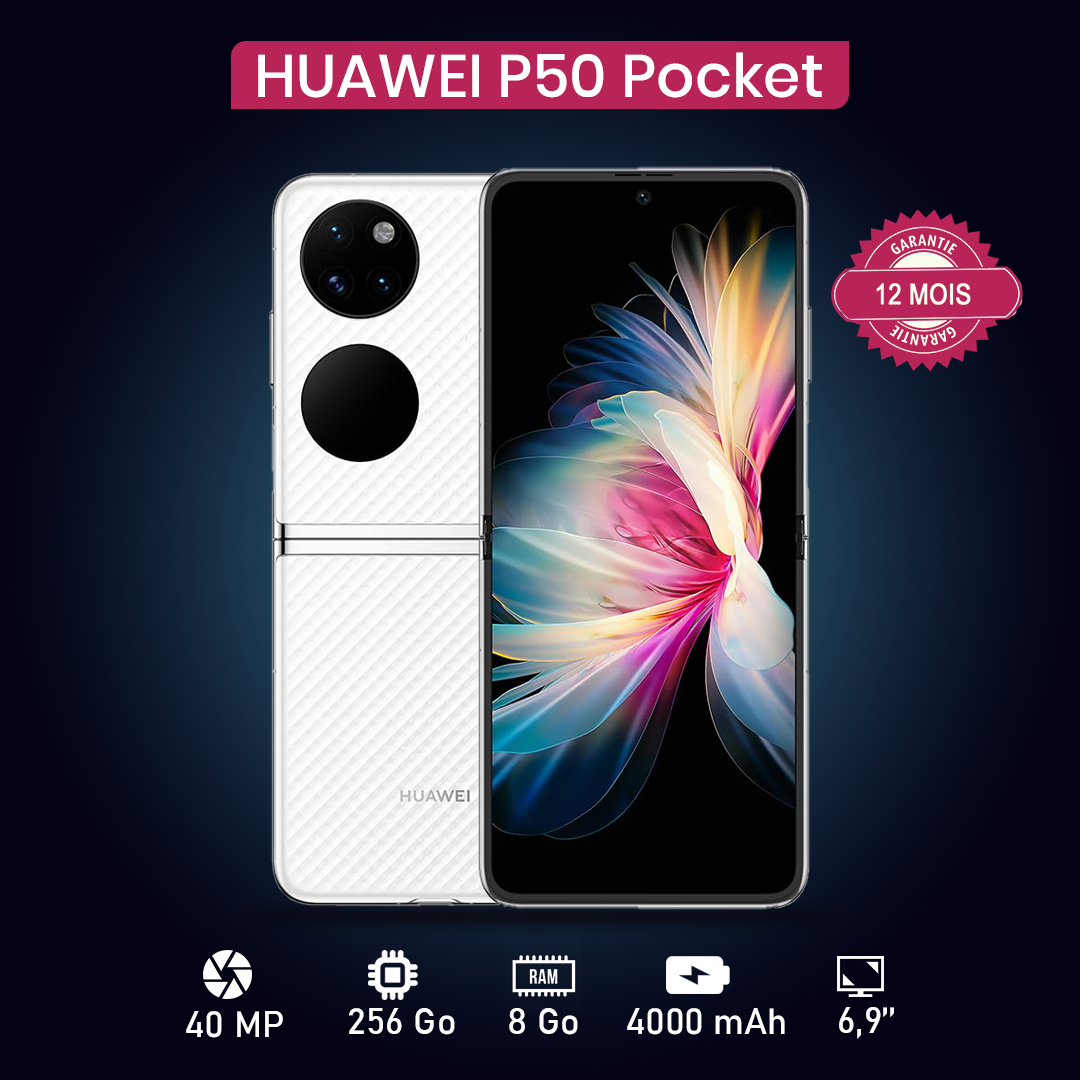 HUAWEI P50 POCKET 6.59" - 256 Go - 8 Go RAM - 40MP+13MP+32MP/10.7MP - 4000 MAh - Garantie 12 Mois