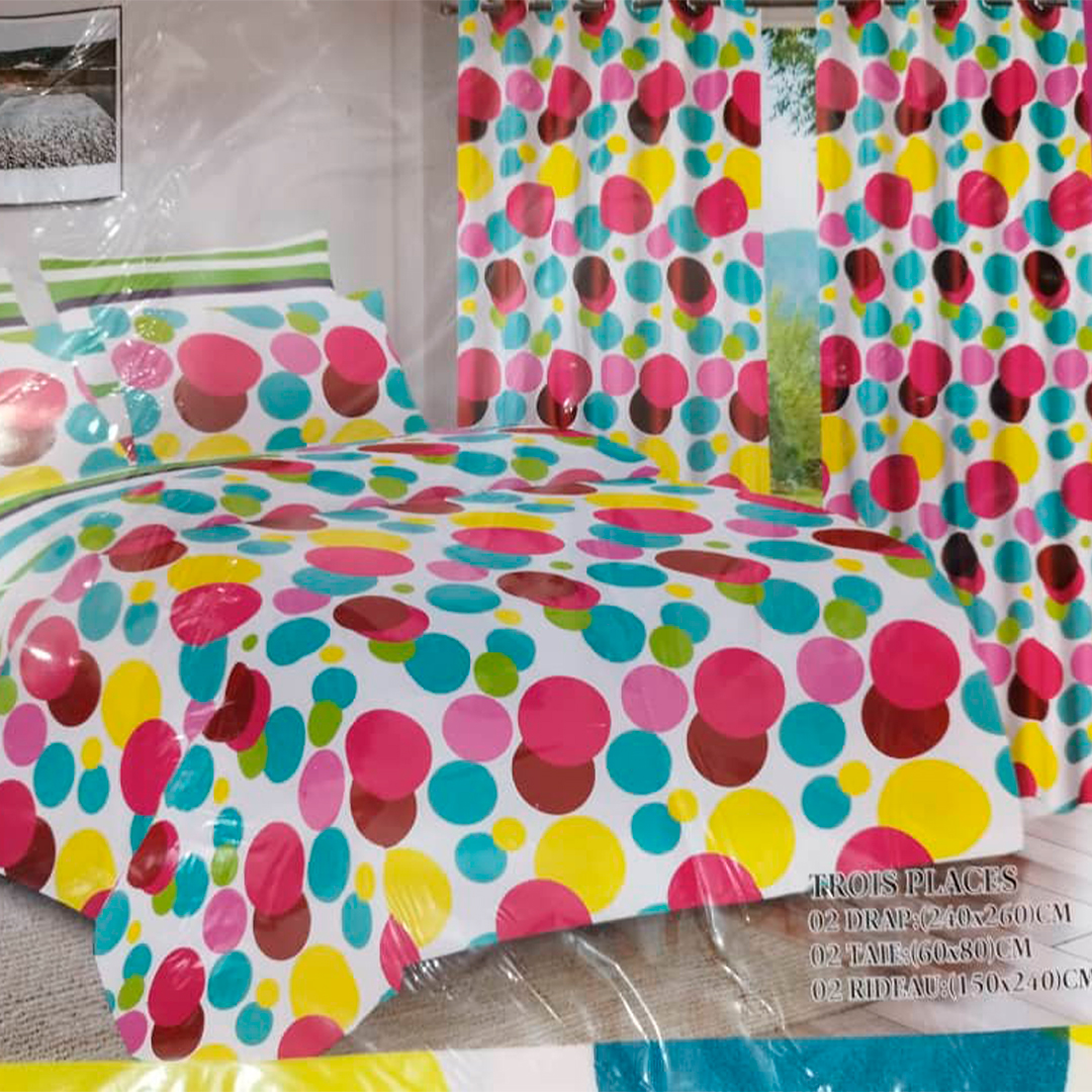 Parure de lit au style glamour rond (Multicolore)