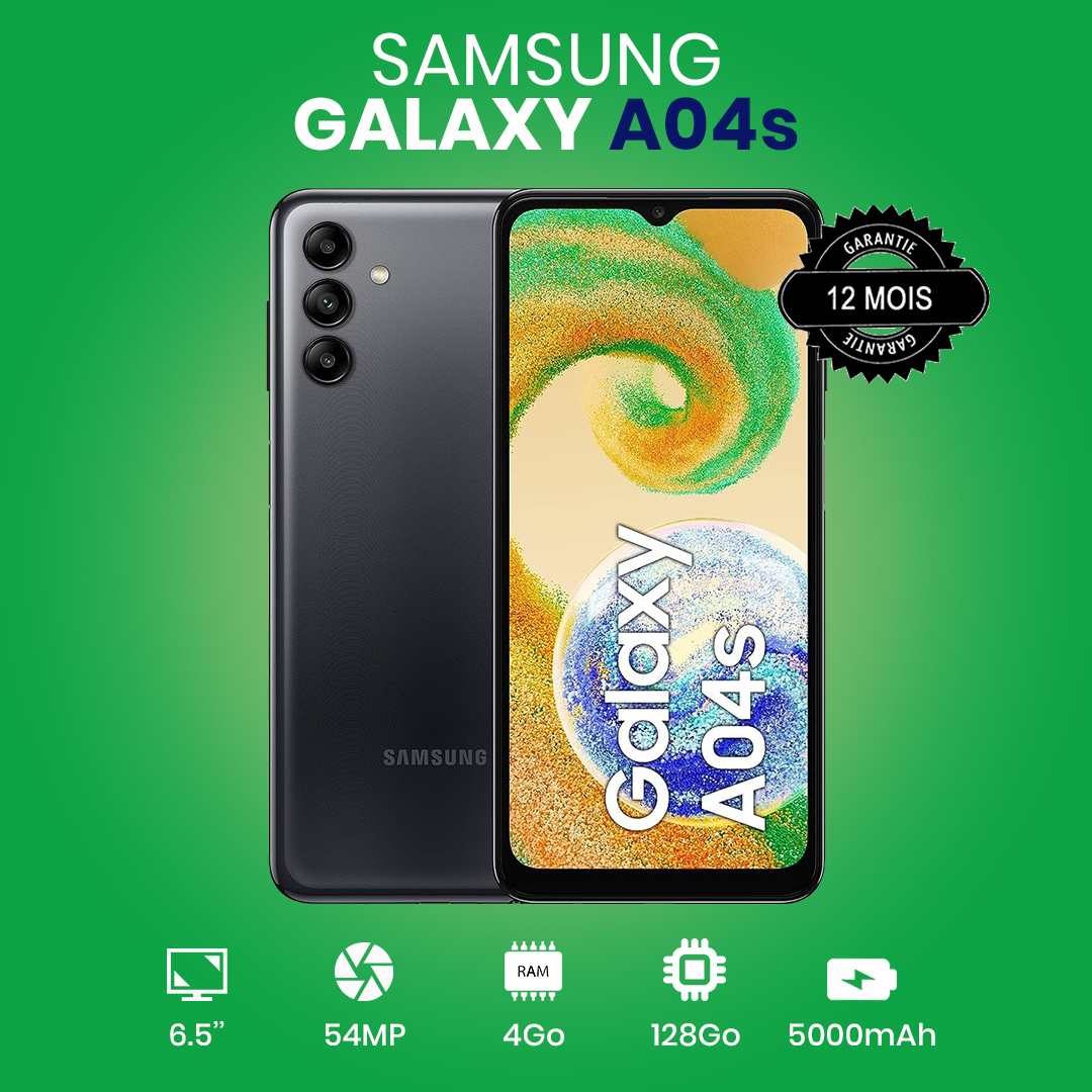 Samsung Galaxy A04S - 6.5" - 128Go - 4Go RAM - 2 SIM - 50MP/5MP - 5000mAh