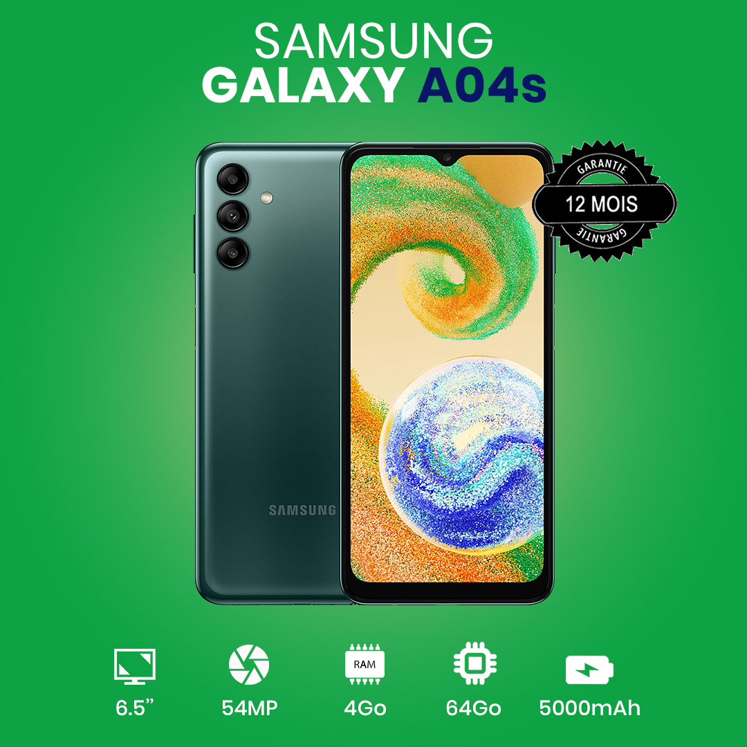 Samsung Galaxy A04S - 6.5" - 64Go - 4Go RAM - 2 SIM - 50MP/5MP - 5000mAh