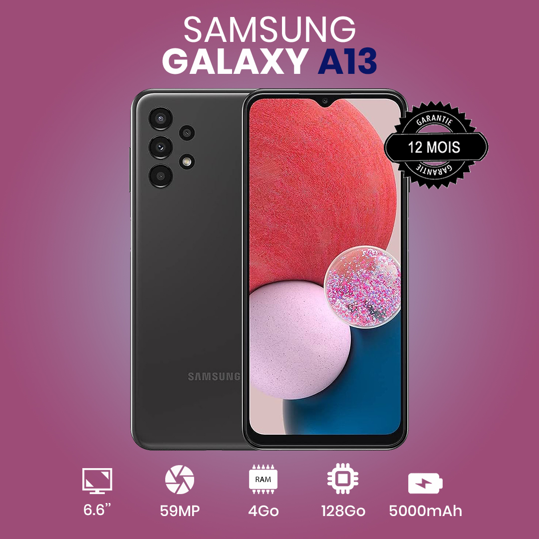 Samsung Galaxy A13 - 6,6" - 128Go/4Go RAM - 2 SIM - 50MP/8MP - 5000mAh