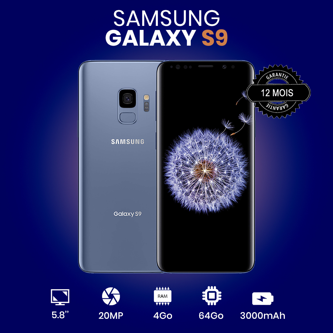 Samsung Galaxy S9 - 1/2 Sim - 64Gb ROM - 4 GbRAM - 20MP - 3000mAh