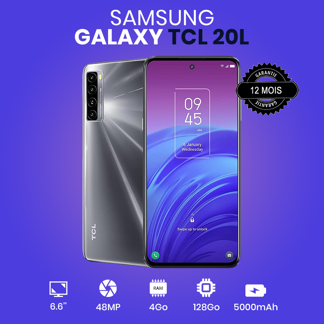 Samsung Galaxy TCL 20 5G - 6.67" - 256Go/6Go - 2 nano Sim - 48MP+8MP+2MP 4K/8MP - 500mAh