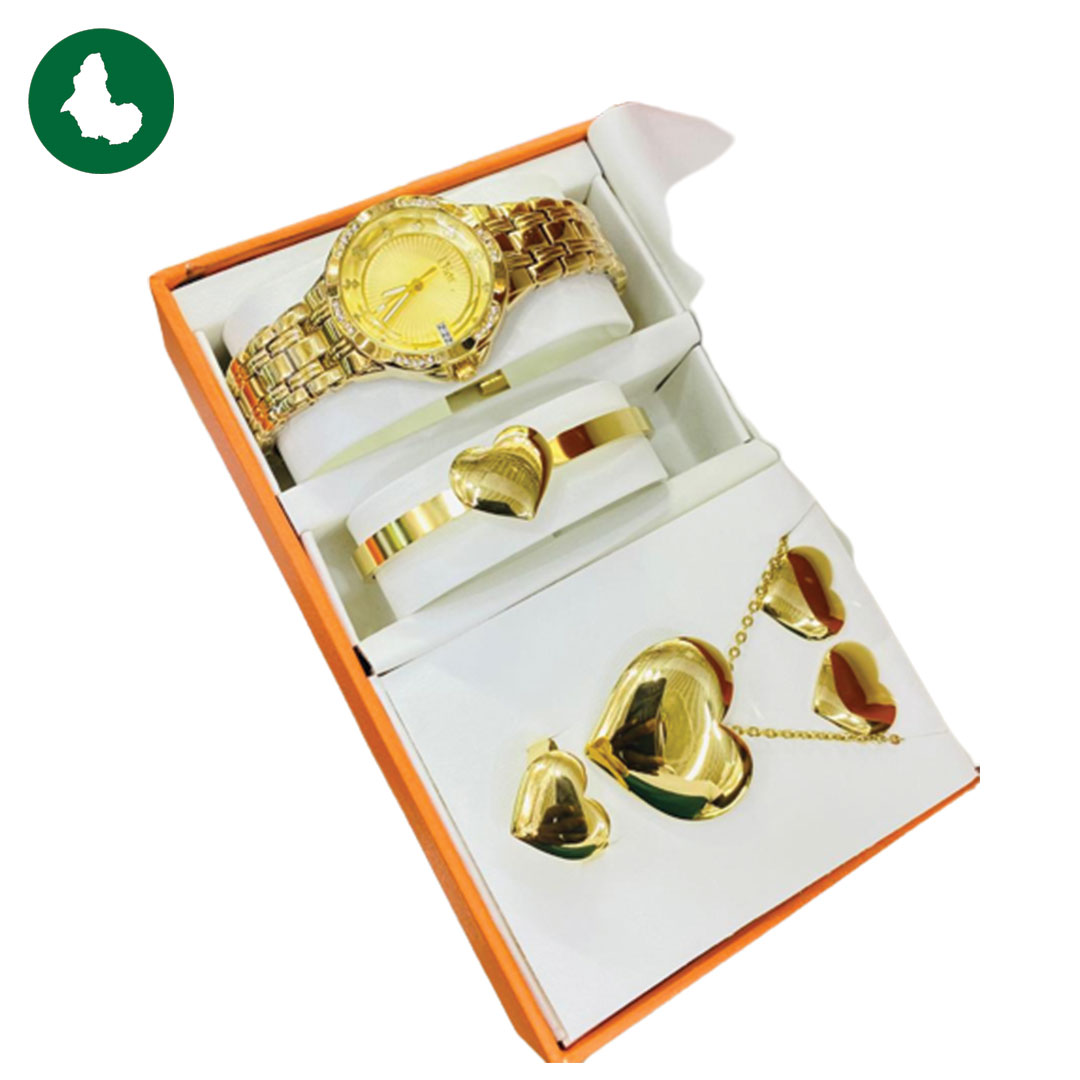 Ensemble coffret bijoux montres et bijoux or plaqué pour femmes