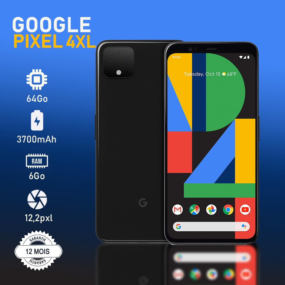 Google Pixel 4xl - 6.3" - 64 Go ROM - 6 Go RAM - 12MP+16MP/8MP - 3700mAh - Garantie 12 Mois