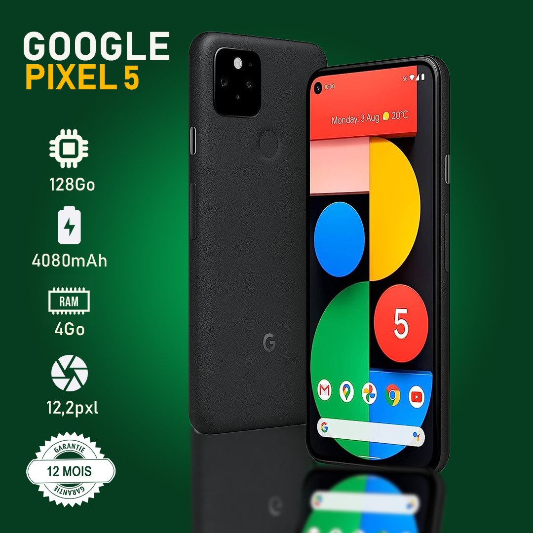 Google Pixel 5 - 6.34" - 128 Go - 6 Go RAM - 12MP+16MP/8MP - 4080mAh - Garantie 12 Mois