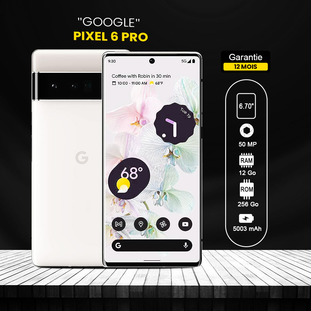 Google Pixel 6 Pro - 6.7" - 256 Go ROM - 12 Go RAM -  50+12MP+48MP/11MP - 5003 MAh - Garantie 12 Mois