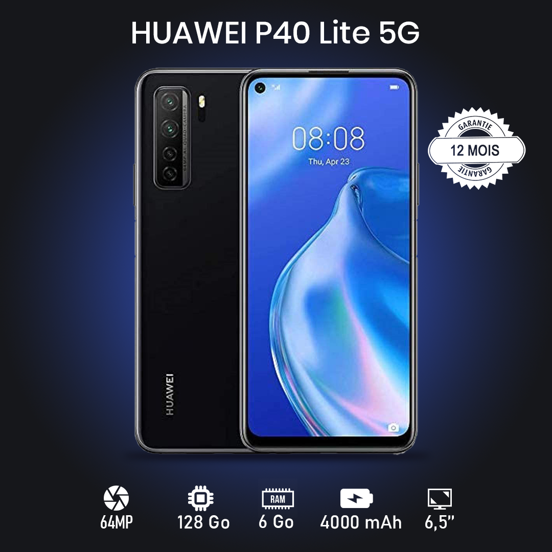 HUAWEI P40 LITE 5G  6.5" - 128Go - 6 Go RAM - 64MP+8MP+2MP+2MP/16MP - 4000 MAh - Garantie 12 Mois