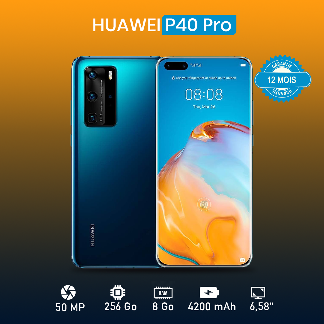 HUAWEI P40 PRO  6.58" - 256 Go - 8 Go RAM - 50MP+40MP+12MP/32MP - 4200 MAh - Garantie 12 Mois