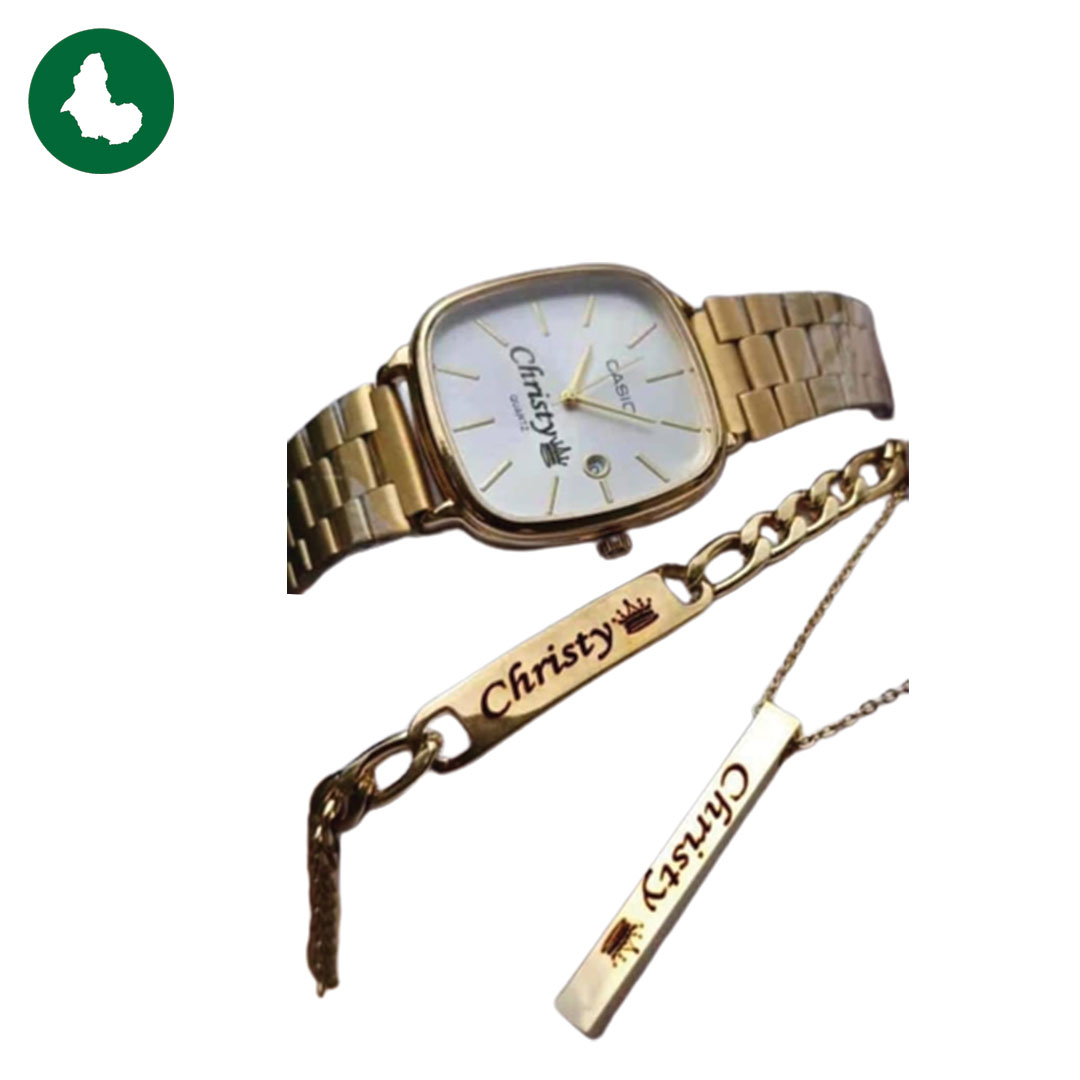 MONTRE CHRISTY PERSONNALISE AVEC COLLIER ET CHAINE