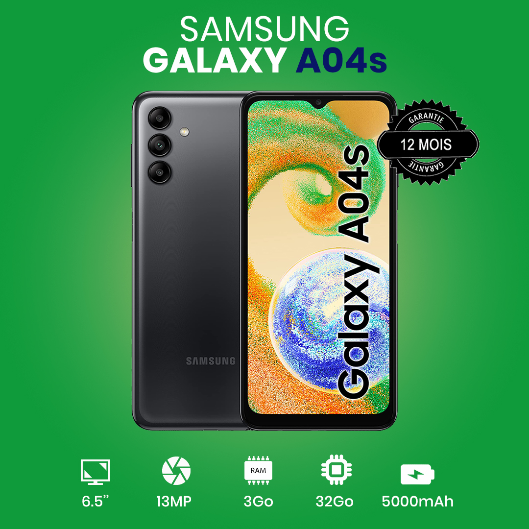 Samsung Galaxy A04S - 6.5" - 32Go - 3Go RAM - 2 SIM - 50MP/5MP - 5000mAh