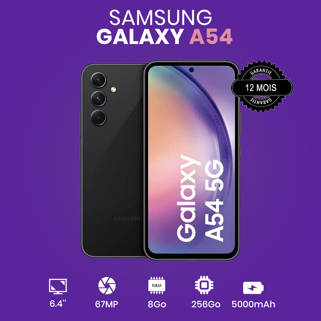 Samsung Galaxy A54 5G - 256 Go/ 8 Go RAM - 6,5'' - 2 Nano SIM - 50MP+12MP/32MP - 5000mAh