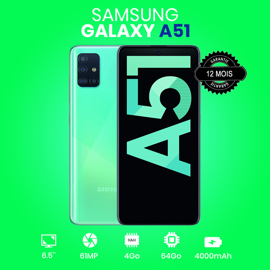 Smartphone Samsung Galaxy A51 - 64Go/4Go - 6.5'' - 48MP/32MP - 4000 mAh