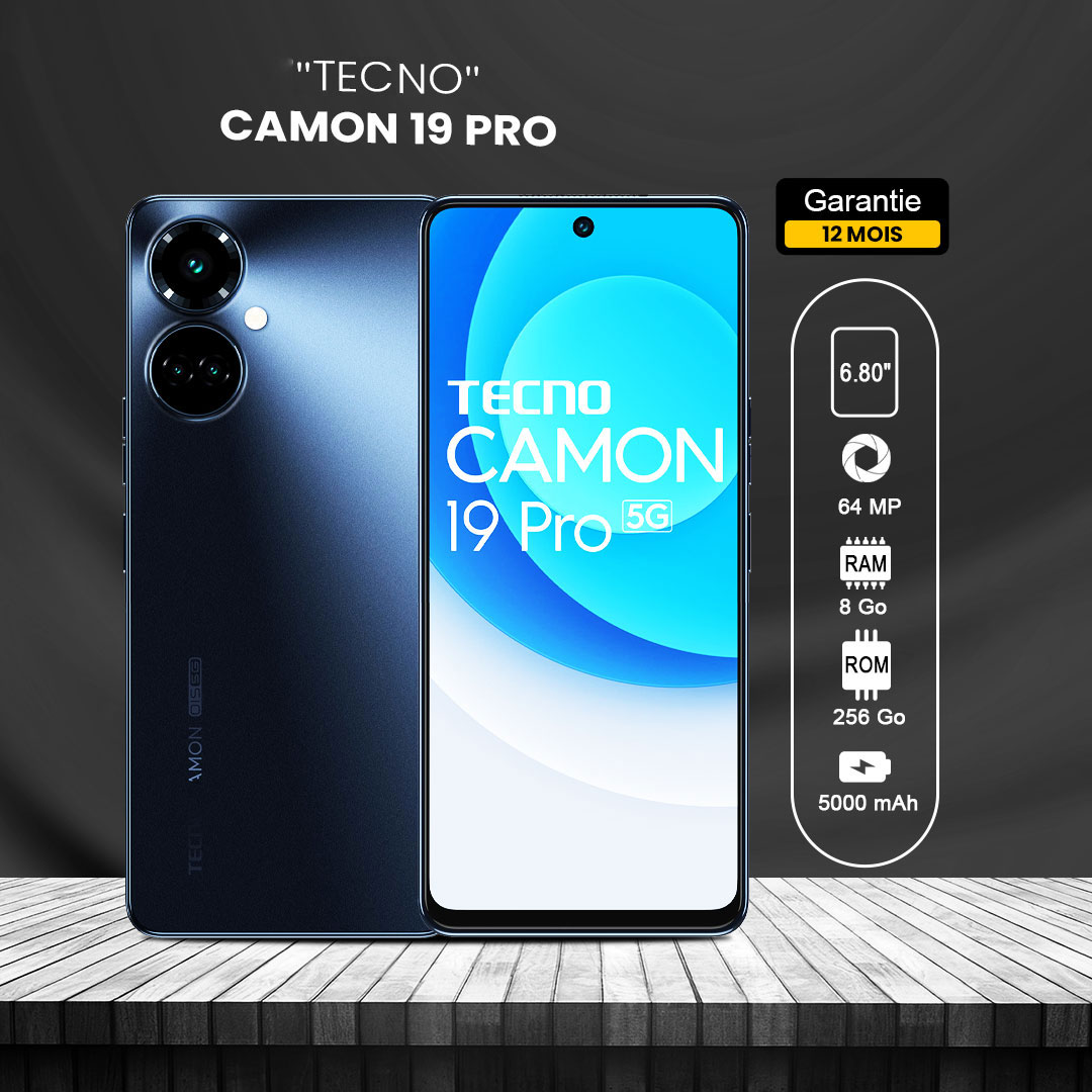 Tecno Camon 19 Pro - (Ci8) - 6.8 pouces - 256 Go / 8Go+3Go RAM - 64MP+50+2MP/32MP - 5000mAh